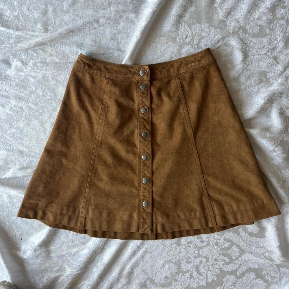 abercrombie and fitch brown suede pleated mini skirt...